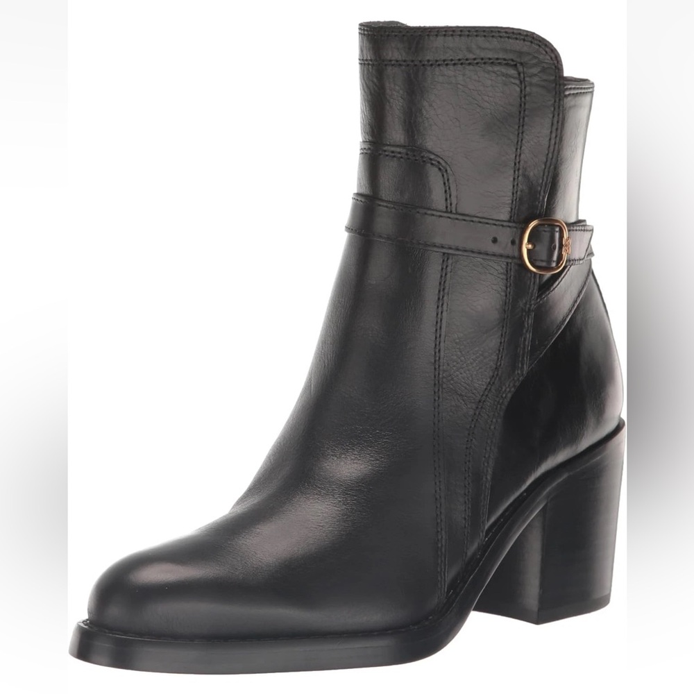 NIB Sam Edelman Simona Black Leather Block Heel Booties Size 9 - Picture 6 of 12
